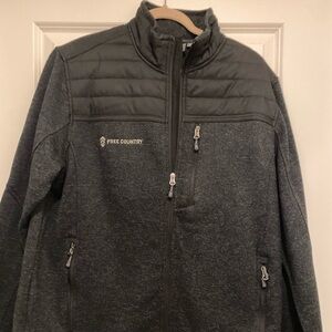 Free Country Men’s Sweater Fleece Jacket Sz XXL Black Texture NWT